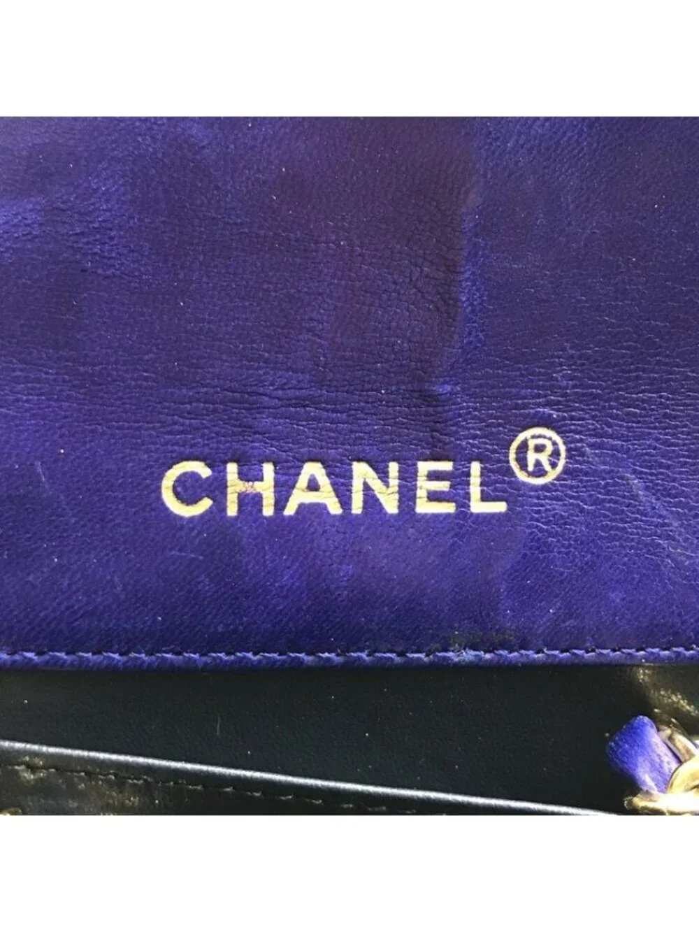 Chanel Bicolor Chain Shoulder Bag Big CC Logo Gold Quilted Blue